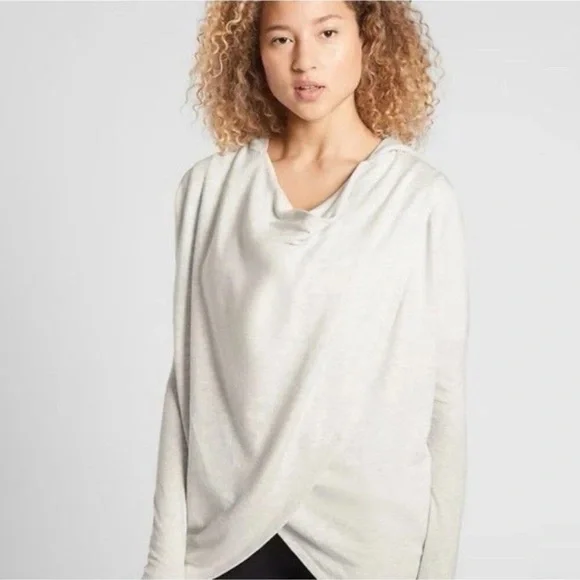 Athleta Purana Wrap Sweatshirt Hoodie Light Gray Heather Long Sleeve XS - Picture 1 of 9